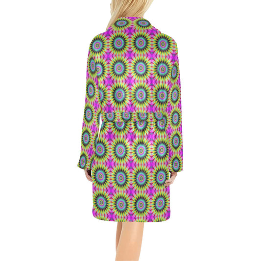 Optical illusion Flower Rainbow Style Women's Fleece Robe