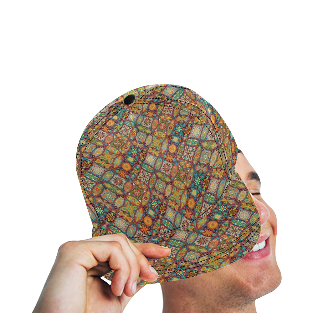 Mandala Flower Themed Design Print Snapback Cap