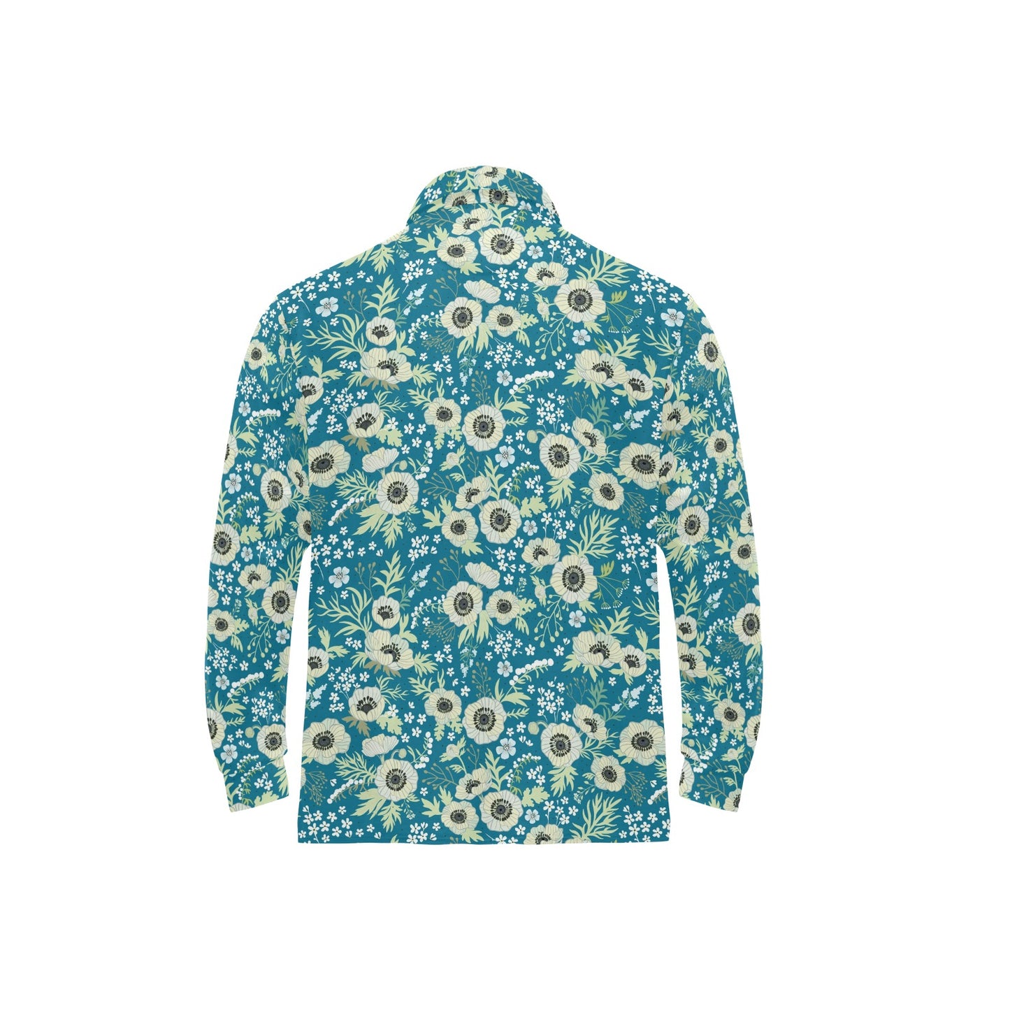 Anemone Pattern Print Design 01 Long Sleeve Polo Shirt For Men's
