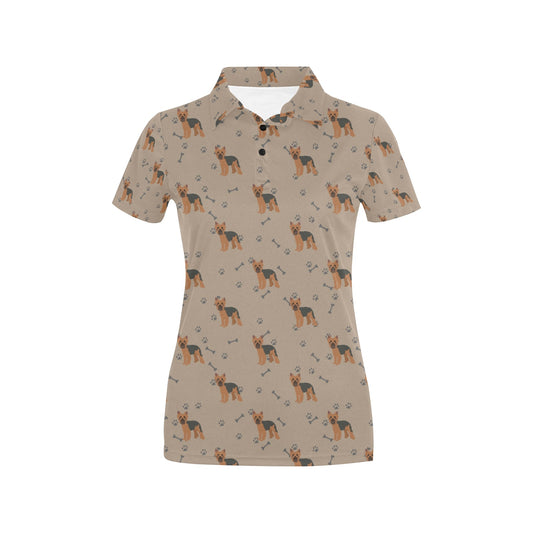 Yorkshire Terriers Print Design LKS305 Women's Polo Shirt