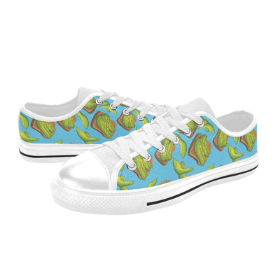 Sandwich Avocado Print Design LKS306 Women's White Low Top Shoes