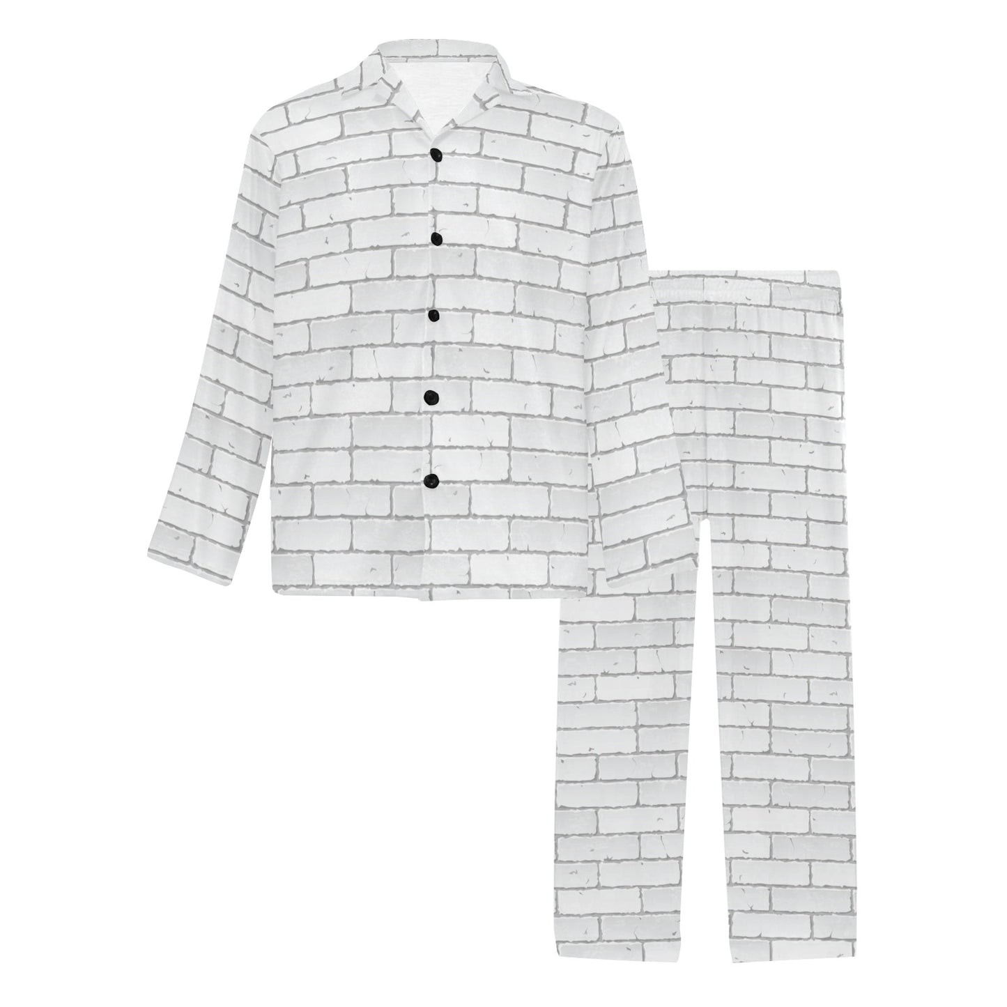 Brick White Pattern Print Design 03 Men's Long Pajama Set