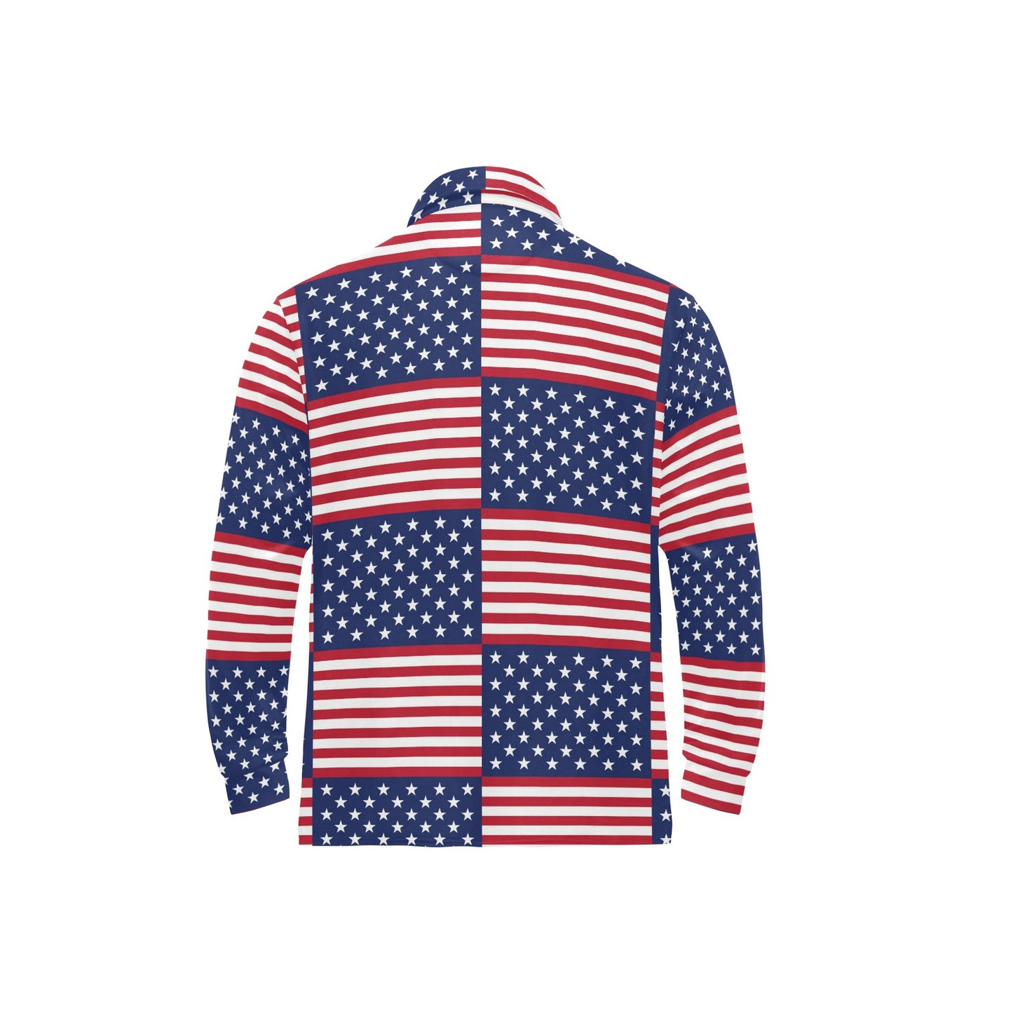 Patriotic US Flag Pattern Print Design A03 Long Sleeve Polo Shirt For Men's