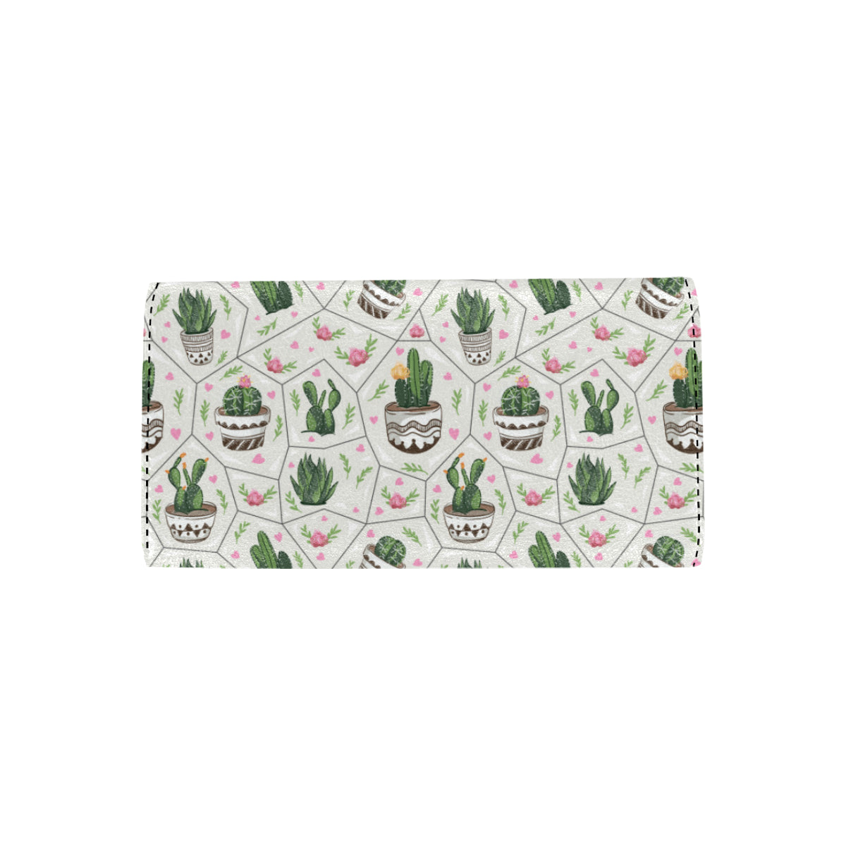 Cactus Pattern Print Design 04 Women's Trifold Wallet