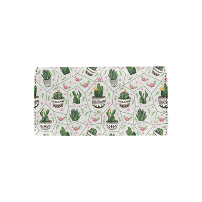 Cactus Pattern Print Design 04 Women's Trifold Wallet
