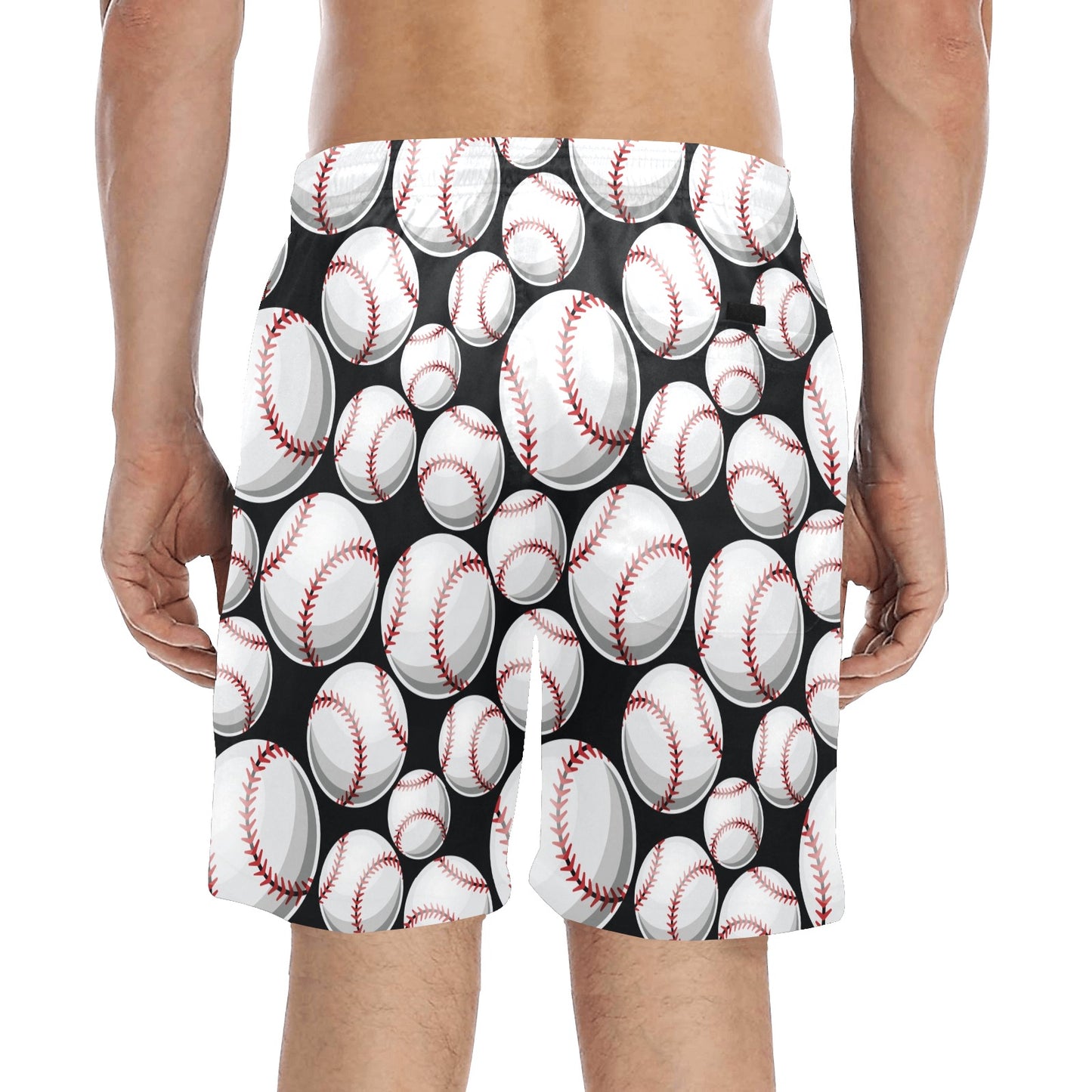 Baseball Black Background Men's Swim Trunks Beach Shorts