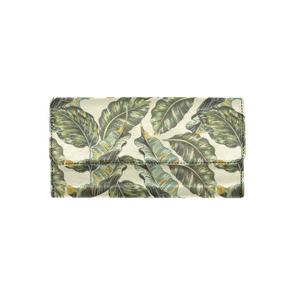 Banana Leaf Pattern Print Design BL08 Women's Trifold Wallet