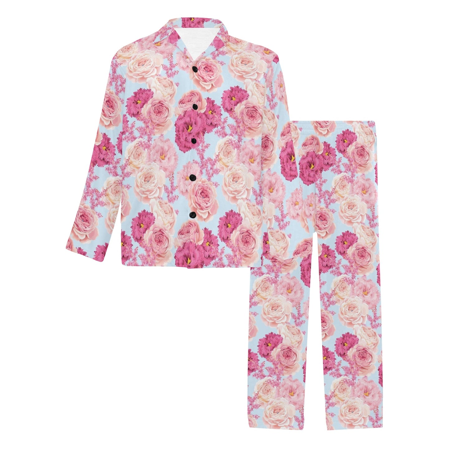 Lisianthus Pattern Print Design LT05 Men's Long Pajama Set
