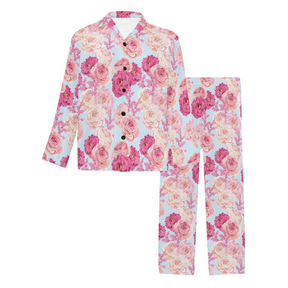Lisianthus Pattern Print Design LT05 Men's Long Pajama Set