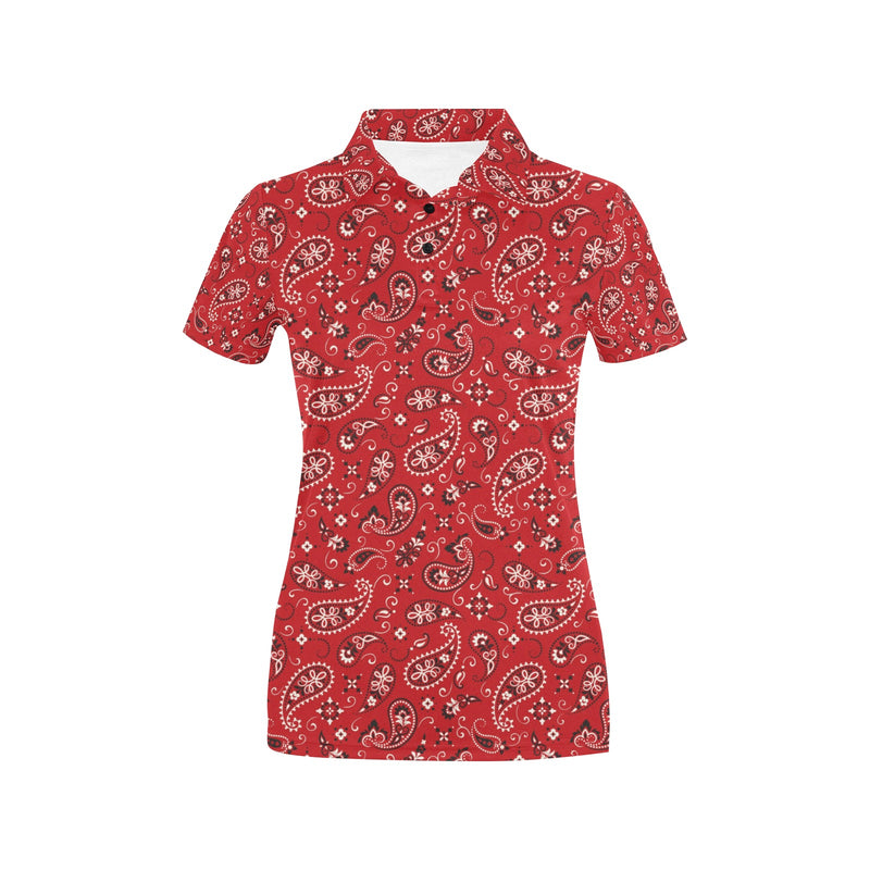Bandana Paisley Red Print Design LKS3011 Women's Polo Shirt