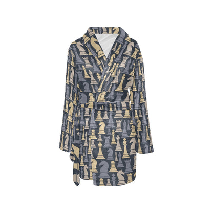 Chess Pattern Print Design 04 Women's Fleece Robe