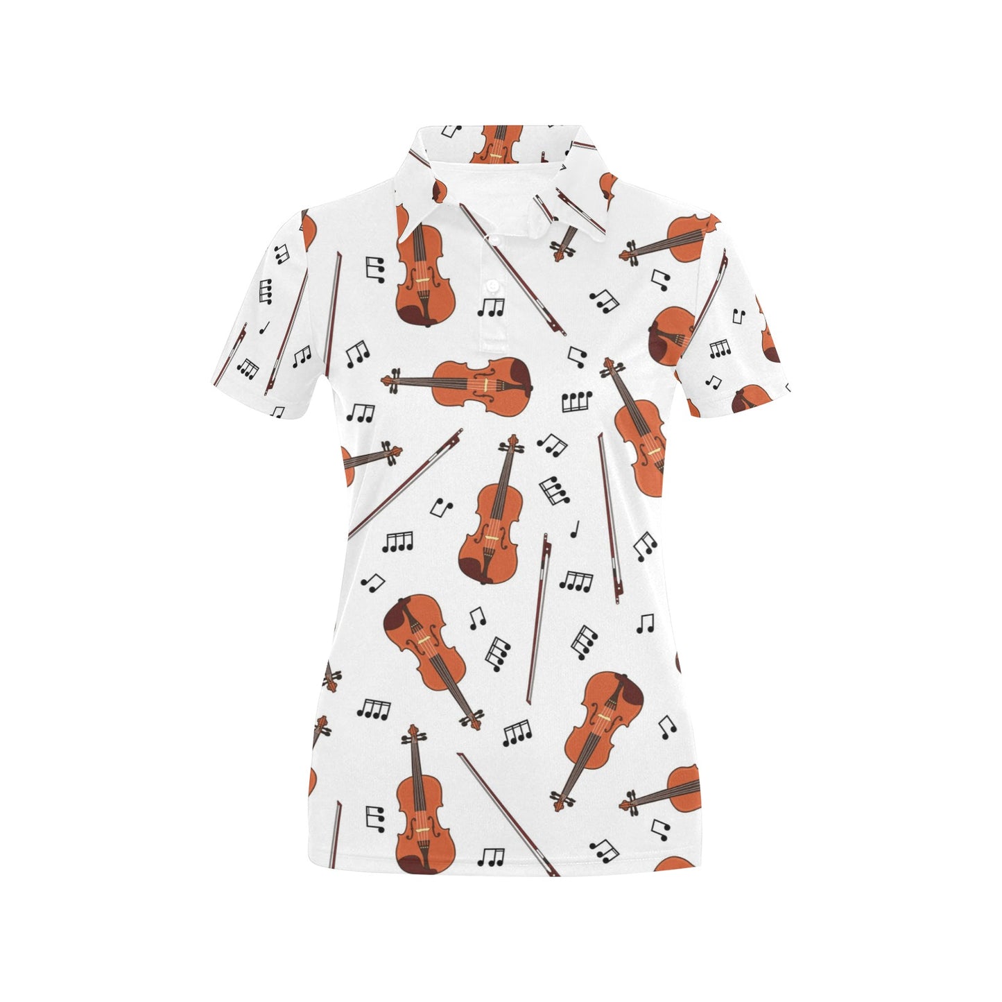 Violin Pattern Print Design 02 Women's Polo Shirt