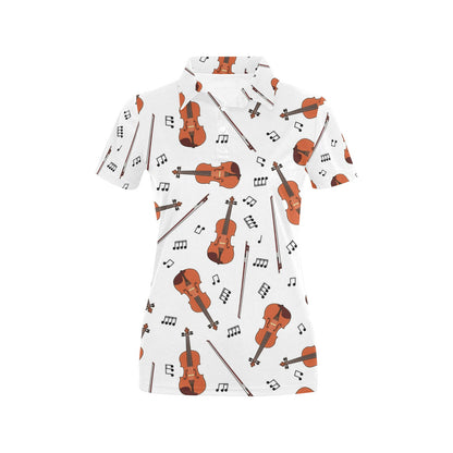 Violin Pattern Print Design 02 Women's Polo Shirt