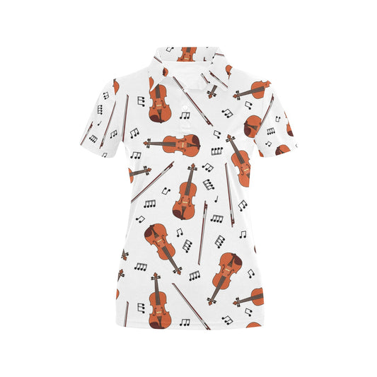 Violin Pattern Print Design 02 Women's Polo Shirt