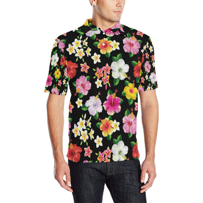 Hibiscus Pattern Print Design HB025 Men Polo Shirt