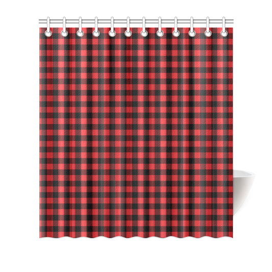 Red Black Buffalo Tartan Plaid Pattern Shower Curtain