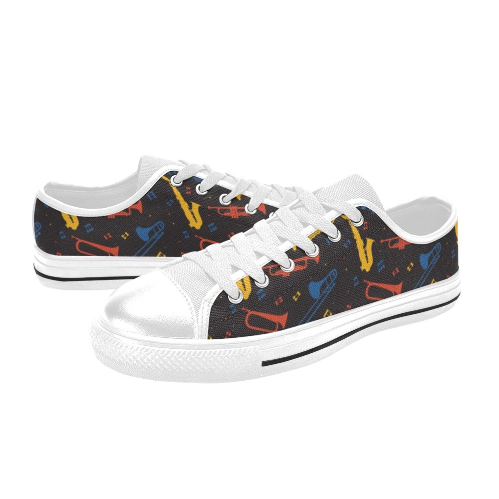 Saxophone Print Design LKS407 Women's White Low Top Shoes