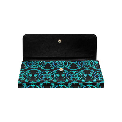 turquoise Tribal Sea Turtle Hawaiian Women's Trifold Wallet
