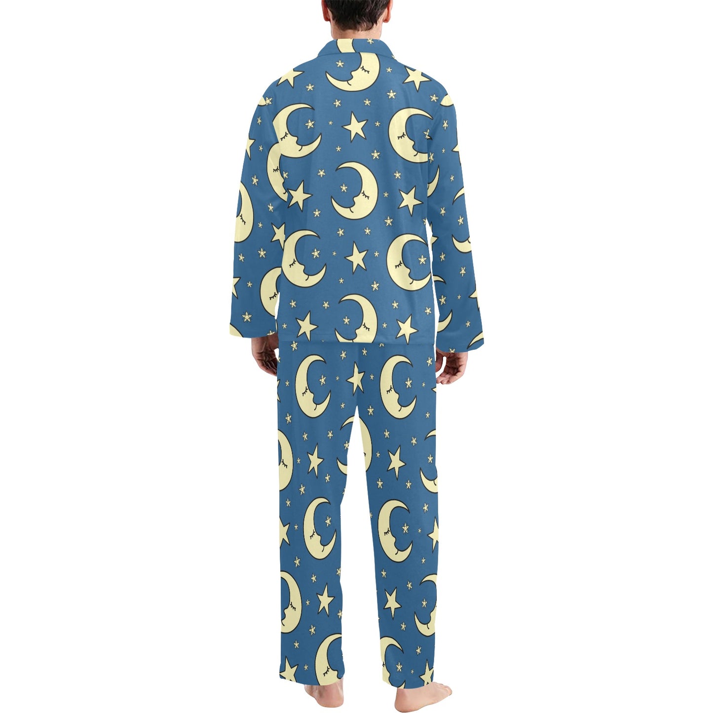 Moon Night Pattern Print Design 03 Men's Long Pajama Set