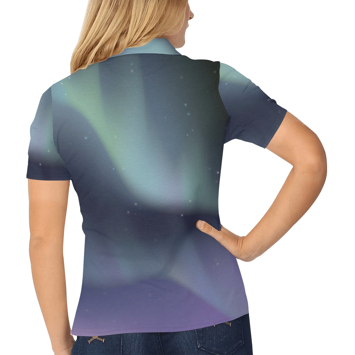 Aurora Borealis Pattern Print Design 01 Women's Polo Shirt