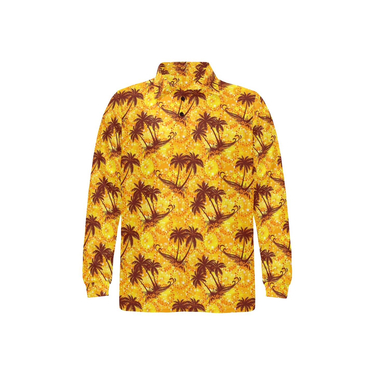 Palm Tree Pattern Print Design PT012 Long Sleeve Polo Shirt For Men's