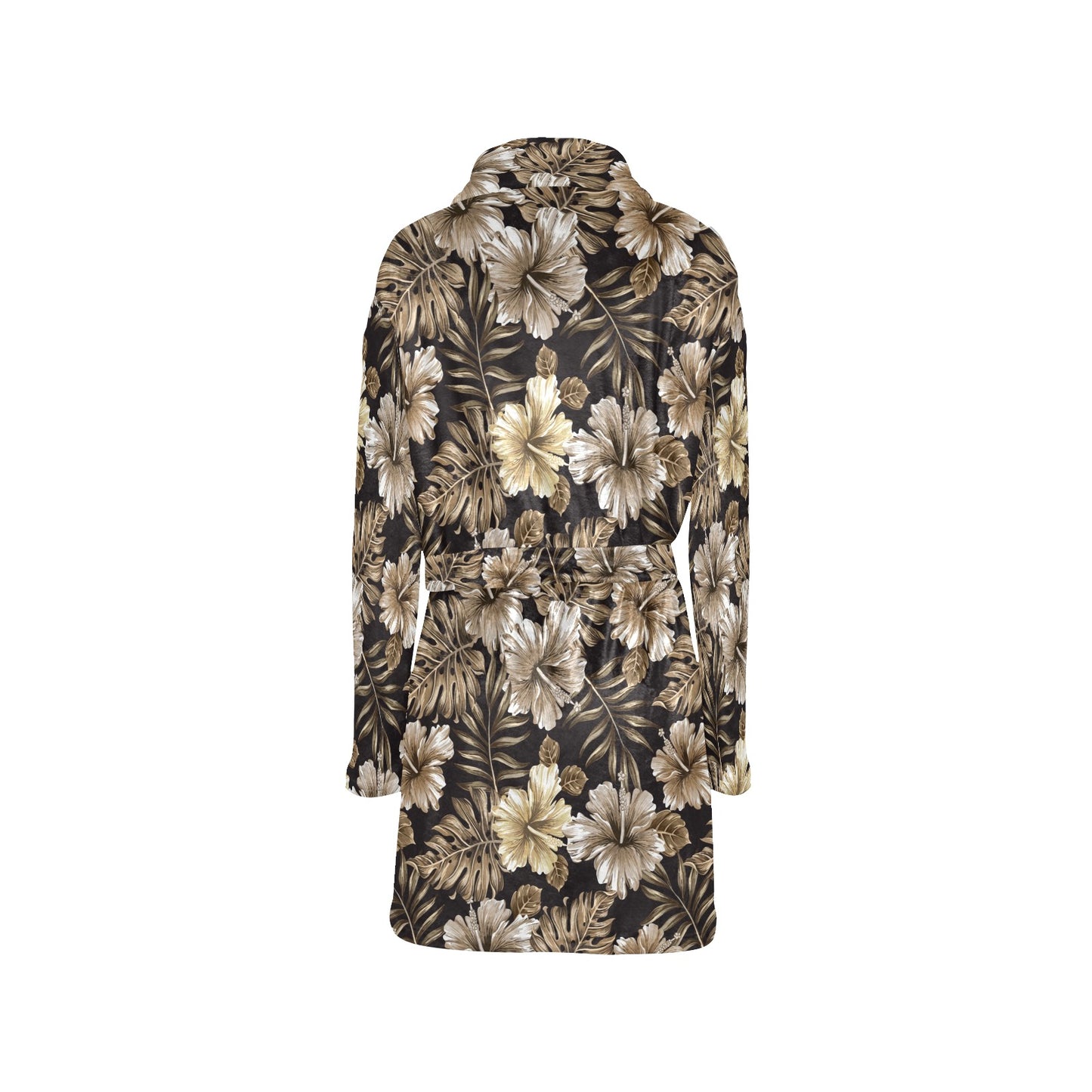 Brown Hibiscus Tropical Women's Fleece Robe