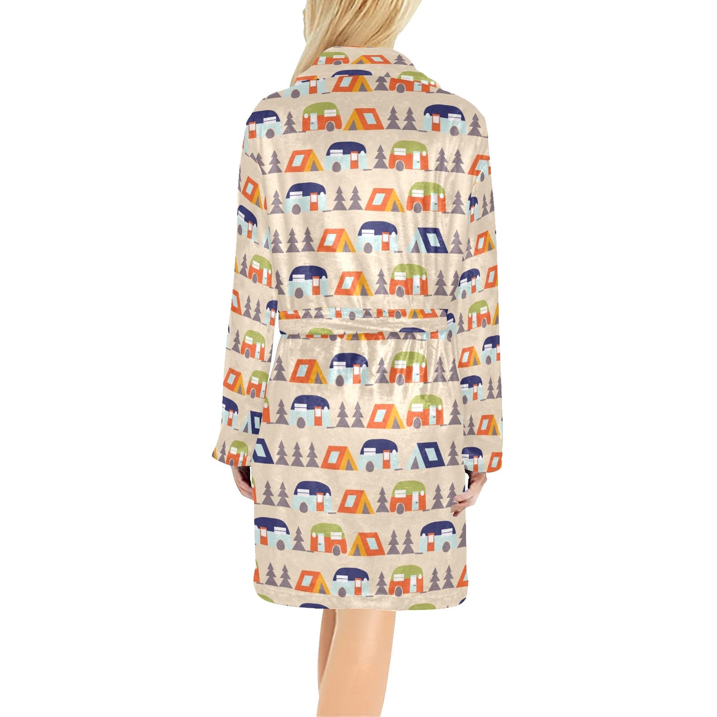Camper Tent Pattern Print Design 03 Women's Fleece Robe
