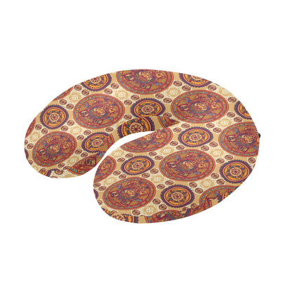 Calendar Aztec Pattern Print Design 01 U-Shaped Travel Neck Pillow