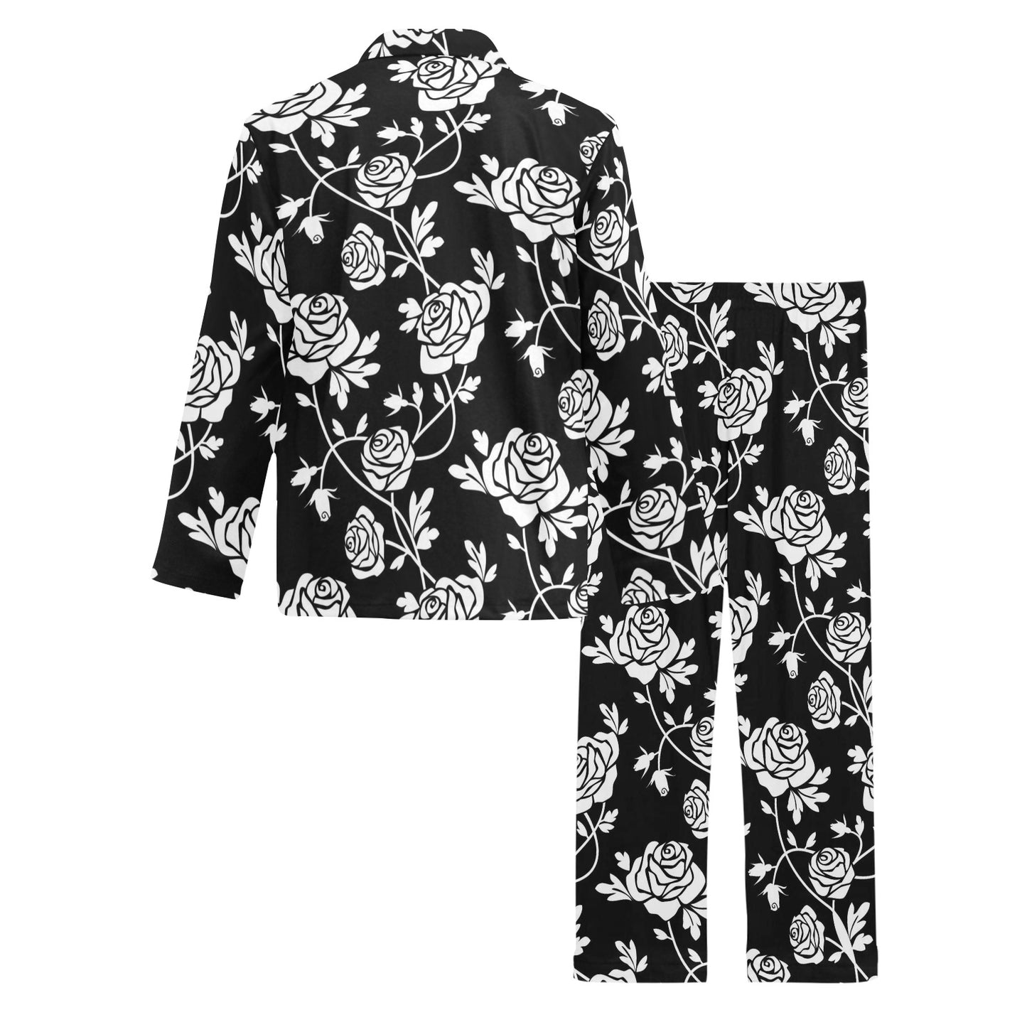 Rose Pattern Print Design RO013 Men's Long Pajama Set