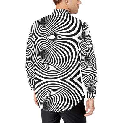 Vortex Print Design LKS303 Men's Long Sleeve Dress Shirt