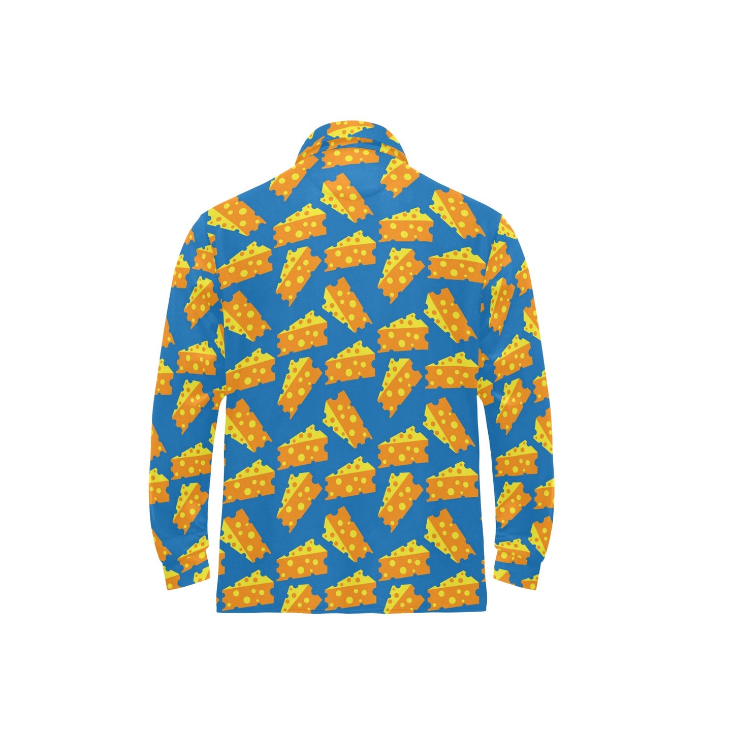 Cheese Pattern Print Design 05 Long Sleeve Polo Shirt For Men's