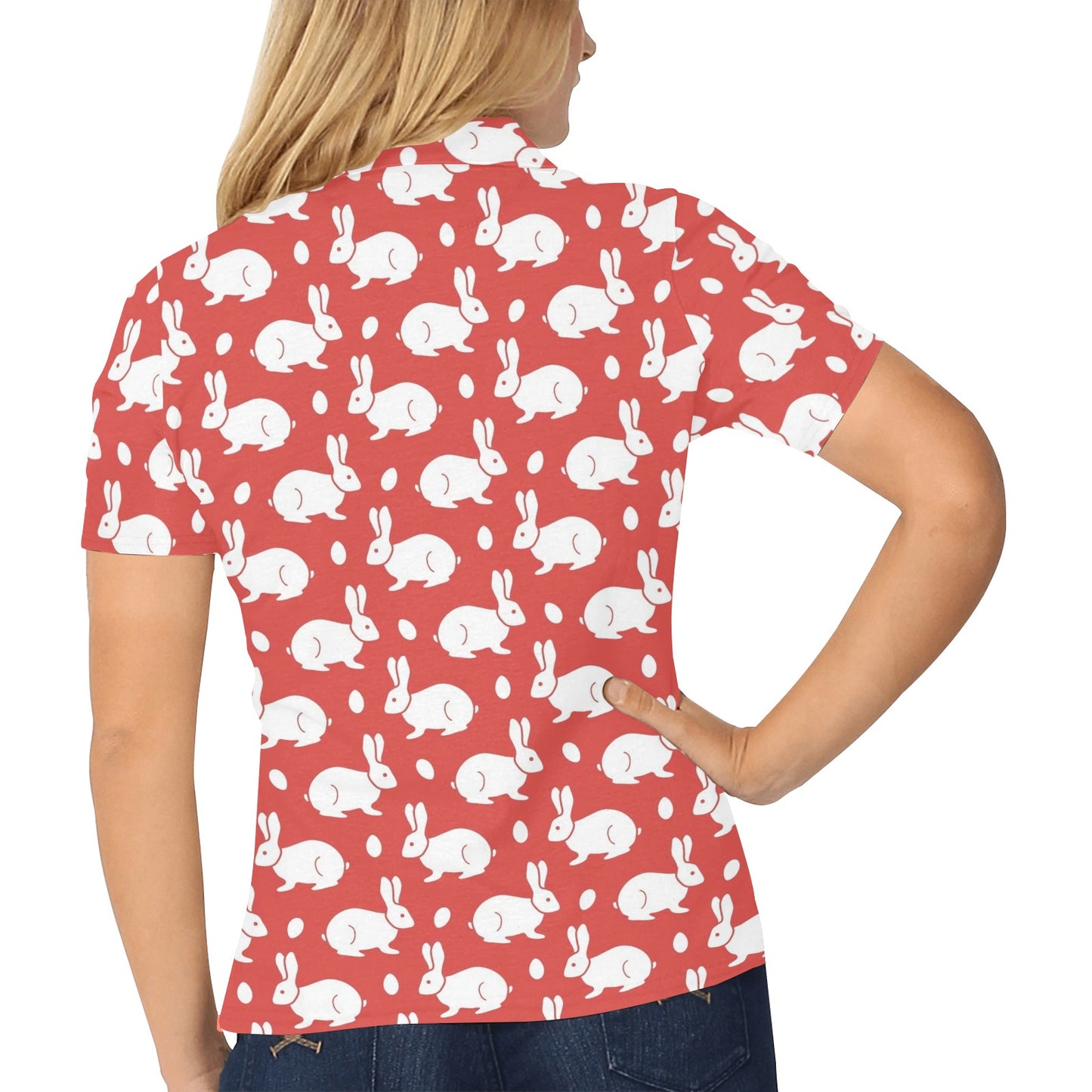 Rabbit Pattern Print Design RB017 Women's Polo Shirt