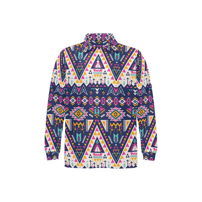 Pink Tribal Aztec native american Long Sleeve Polo Shirt For Men's
