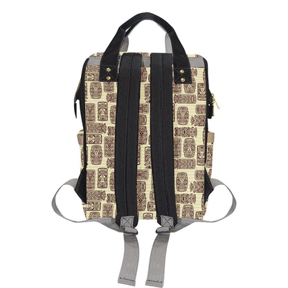 Tiki Brown Mask Print Diaper Bag Backpack