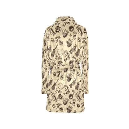 Coffee Pattern Print Design 05 Women's Fleece Robe