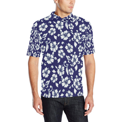 Hibiscus Pattern Print Design HB010 Men Polo Shirt
