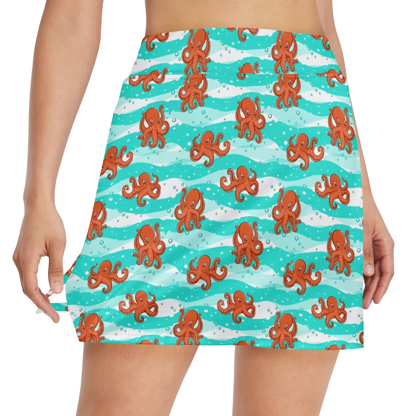 Octopus Cute Design Print Themed 17" Golf & Pickleball Skort with Pockets