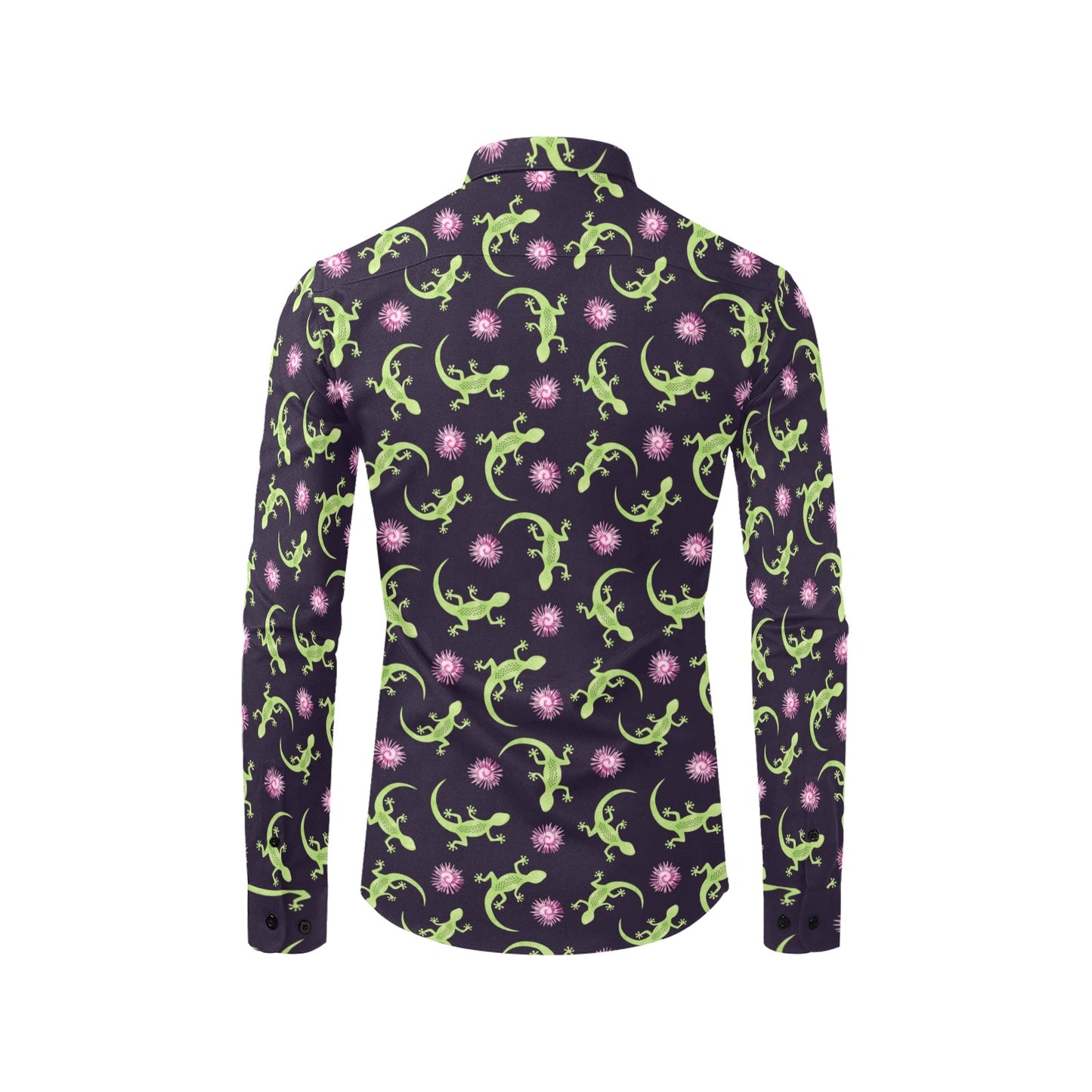 lizard Print Design LKS402 Men's Long Sleeve Dress Shirt
