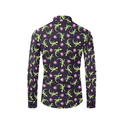 lizard Print Design LKS402 Men's Long Sleeve Dress Shirt