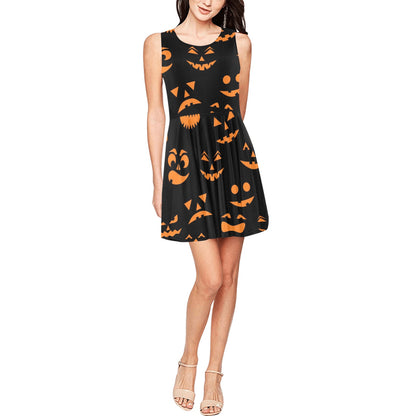 Halloween Pattern Print Design 02 Sleeveless Dress
