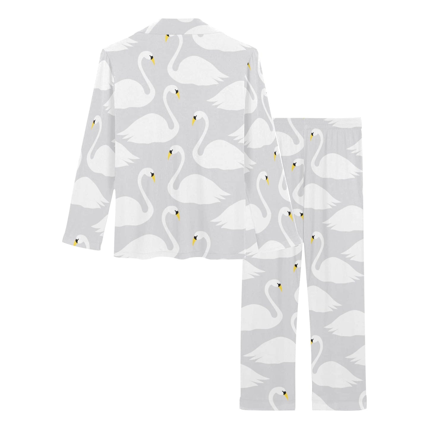 Swan Pattern Print Design 02 Women's Long Pajama Set