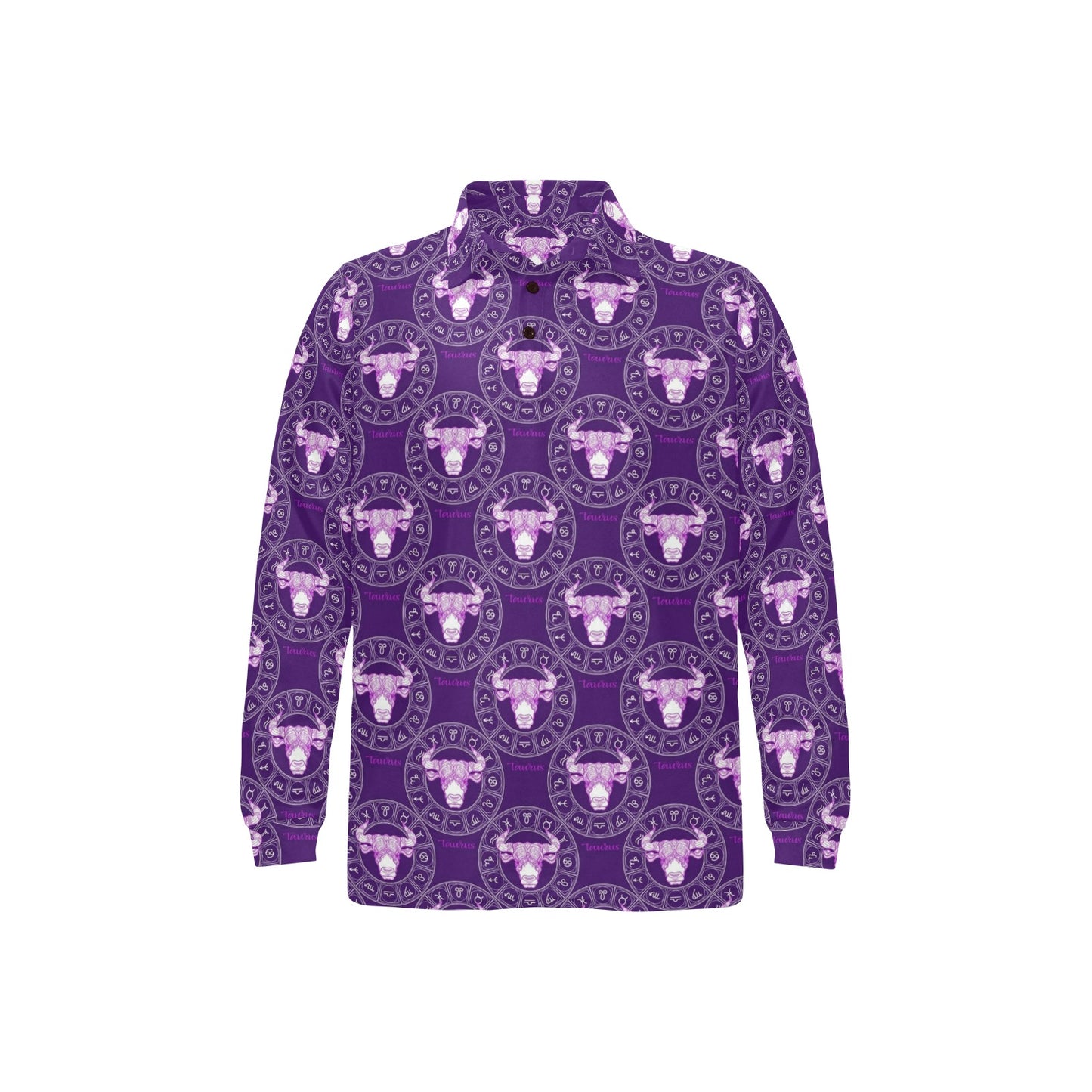 Taurus Print Design LKS303 Long Sleeve Polo Shirt For Men's