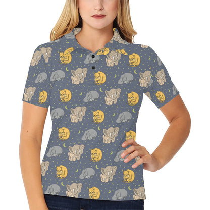 Safari Elephant Lion Print Design LKS303 Women's Polo Shirt