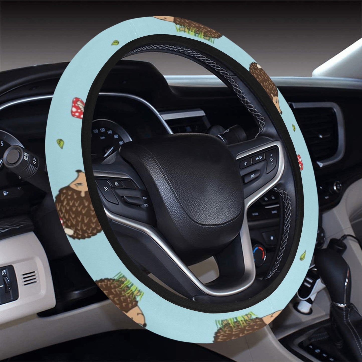 Hedgehog Print Design LKS402 Steering Wheel Cover with Elastic Edge