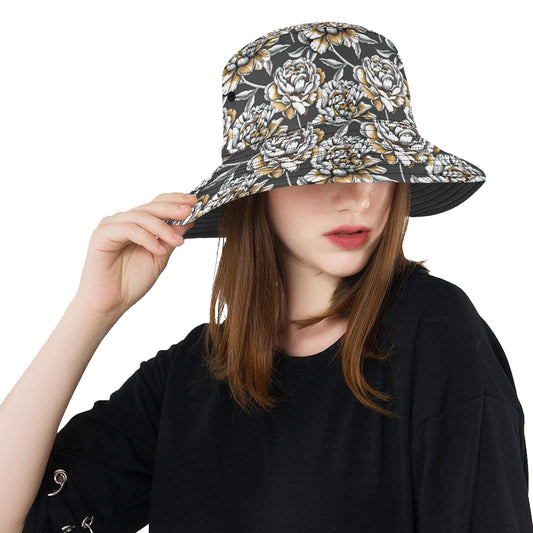 Peony Pattern Print Design PE06 Unisex Bucket Hat