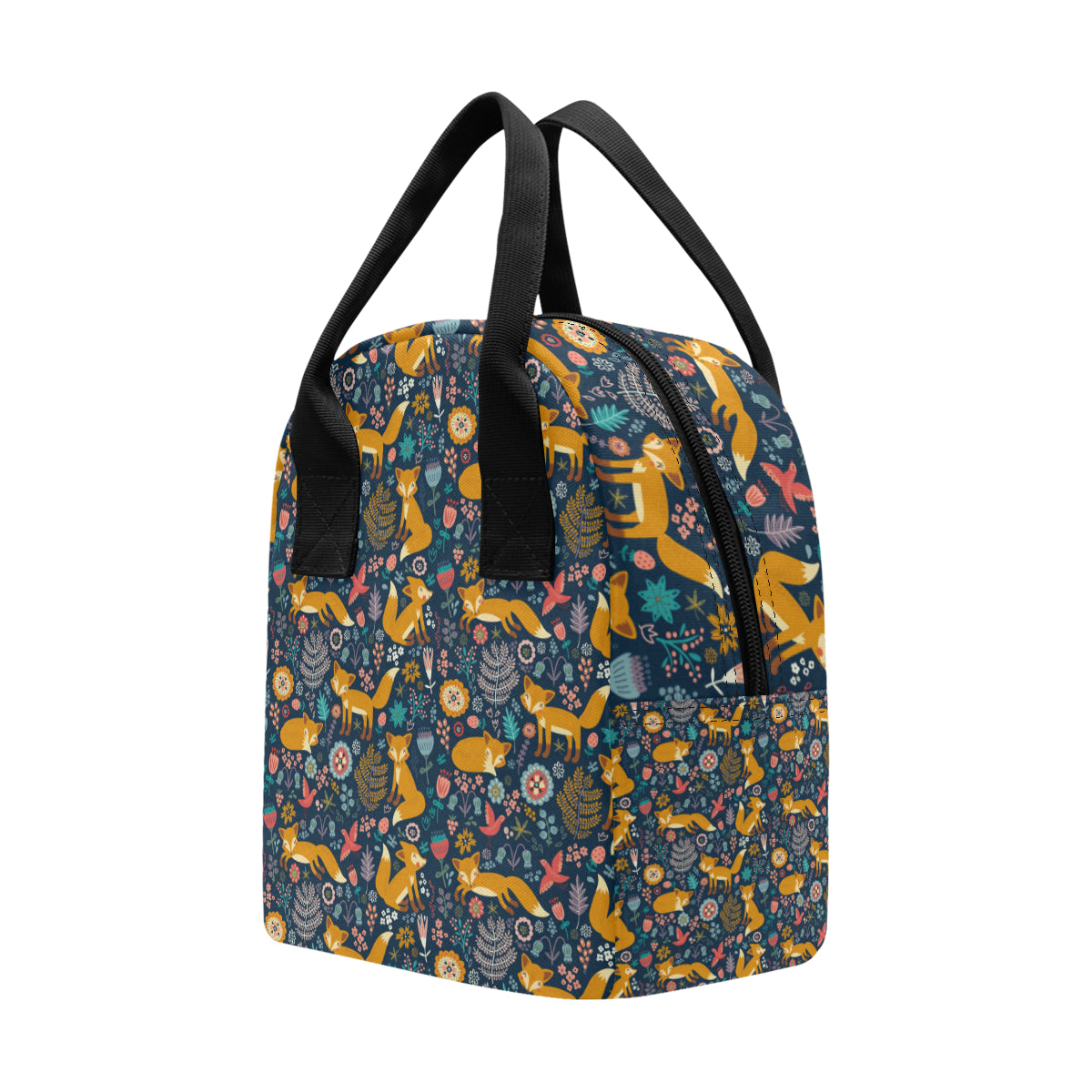 Fox Cute Jungle Print Pattern Insulated Lunch Bag