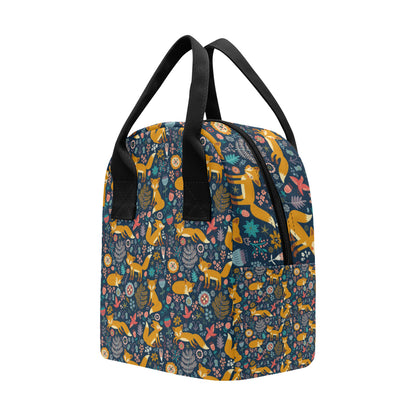 Fox Cute Jungle Print Pattern Insulated Lunch Bag