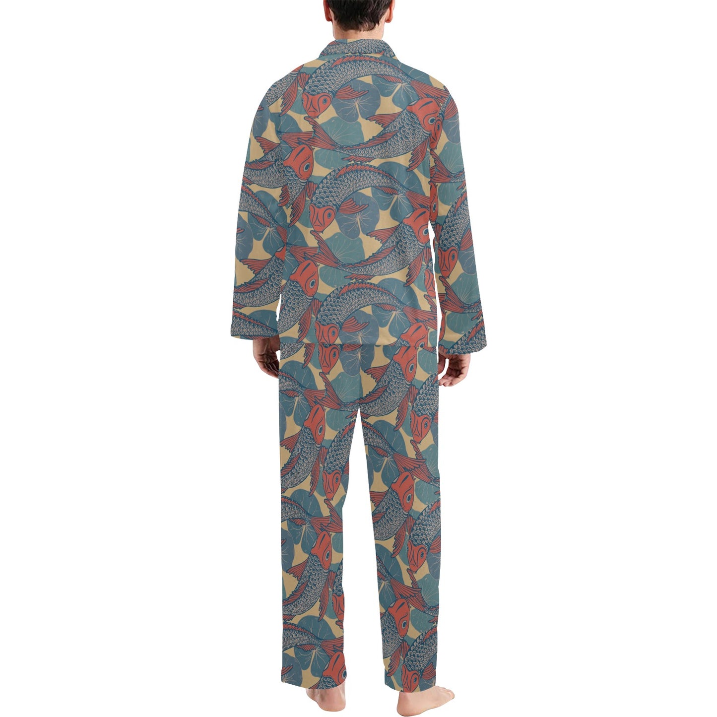 Pisces Pattern Print Design A01 Men's Long Pajama Set