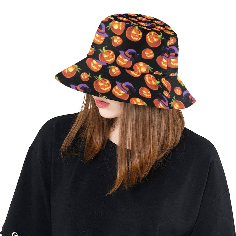 Witch Pumpkin Halloween Print LKS302 Unisex Bucket Hat
