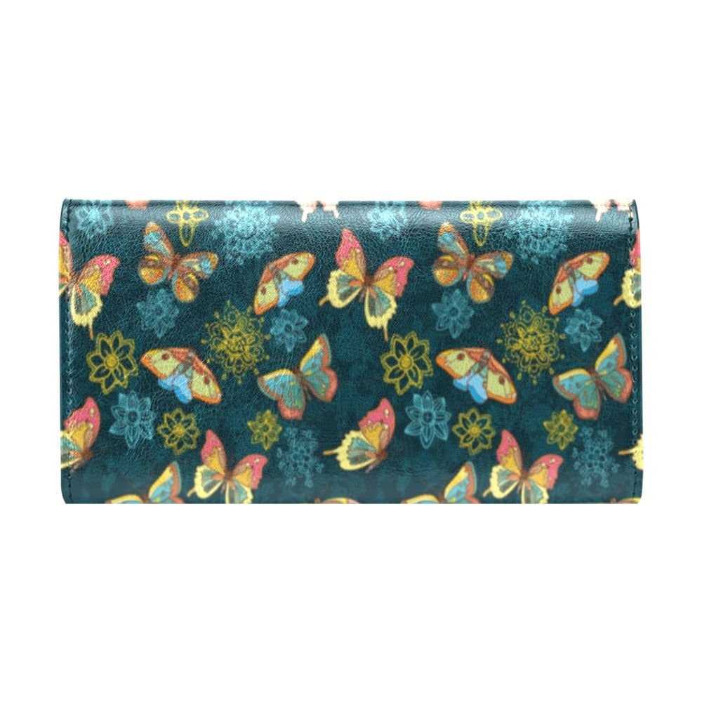 Butterfly Hand Draw Print Pattern Women's Trifold Wallet